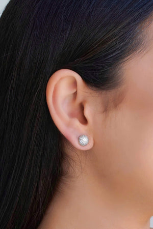 Brinco Meia Bola Cravejada Cristal 9 mm Ródio Branco