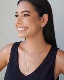 Brinco Meia Bola Cravejada Cristal 9 mm Ródio Branco