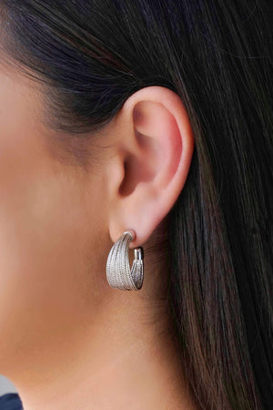 Brinco Argola Fios Texturizados 2.5 cm Ródio Branco