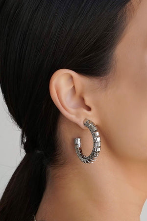 Brinco Argola Mola Lisa 4.0 cm Ródio Branco