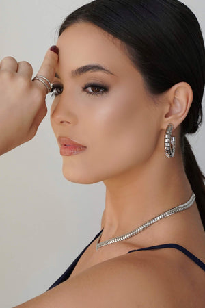 Brinco Argola Mola Lisa 4.0 cm Ródio Branco