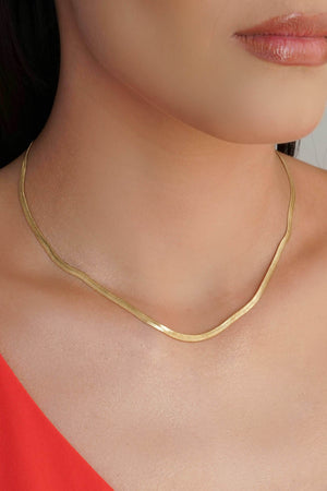 Gargantilha Malha Fita 3 mm Banhado a Ouro 18K - 40 cm