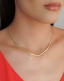 Gargantilha Malha Fita 3 mm Banhado a Ouro 18K - 40 cm