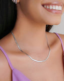 Gargantilha Malha Fita 3 mm Ródio Branco - 40 cm