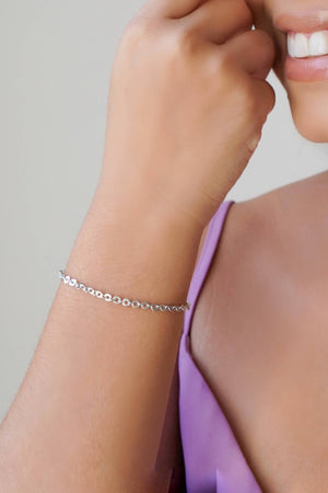 Pulseira Elos Ovais 3 mm Ródio Branco