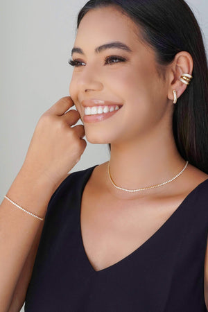 Ear Hook Cravejado 1.9 cm Cristal Banhado a Ouro 18K