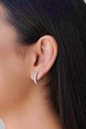 Ear Hook Cravejado 1.9 cm Cristal Ródio Branco