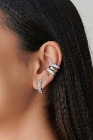 Ear Hook Cravejado 1.9 cm Cristal Ródio Branco