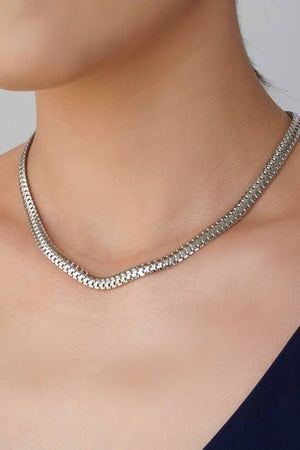 Gargantilha Malha Cobra 6 mm Ródio Branco - 40 cm