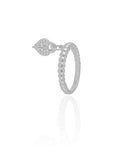 Anel Chave Coração Cravejado Cristal Tamanho 20 Ródio Branco