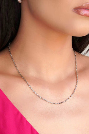 Gargantilha Elos Retos 2 mm Ródio Branco - 45 cm