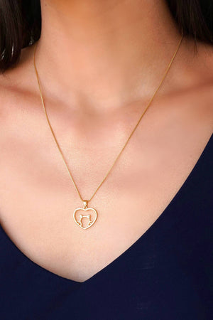 Gargantilha Veneziana Coração Gato Pontos de Luz Cristal Banhado a Ouro 18K - 45 cm