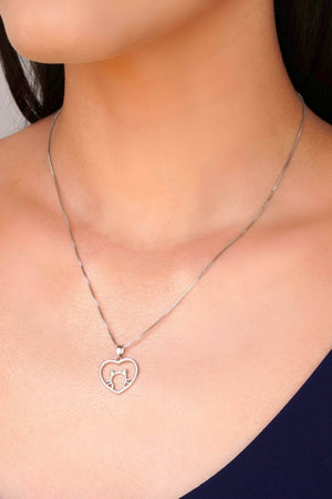 Gargantilha Veneziana Coração Gato Pontos de Luz Cristal Ródio Branco - 45 cm