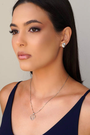 Gargantilha Veneziana Coração Gato Pontos de Luz Cristal Ródio Branco - 45 cm