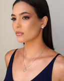 Gargantilha Veneziana Coração Gato Pontos de Luz Cristal Ródio Branco - 45 cm