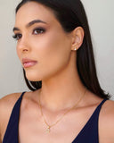 Gargantilha Veneziana Redondo Cravejado Cristal Banhado a Ouro 18K - 45 cm