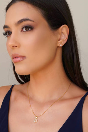 Brinco Fio Ponto de Luz Cristal 1.0 cm Banhado a Ouro 18K