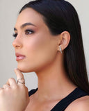 Ear Hook Corações Cravação Inglesa Cristal 2.4 mm Ródio Branco