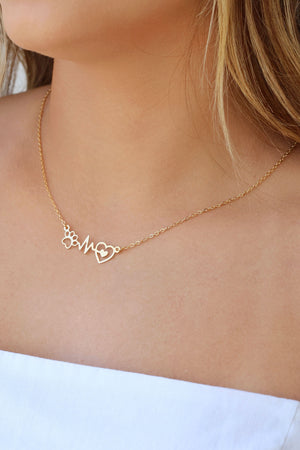 Gargantilha Elos Pingente Batimentos Pet Banhado a Ouro 18K - 48 cm