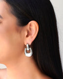 Brinco Geométrico Liso 3.6 cm Ródio Branco