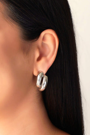 Brinco Filetes Tubo Liso 2.9 cm Ródio Branco