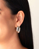 Brinco Filetes Tubo Liso 2.9 cm Ródio Branco