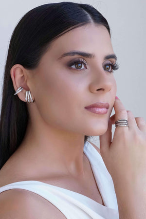 Anel Reto Filetes Tamanho 18 Ródio Branco