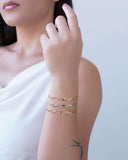 Bracelete Ondas Liso Banhado a Ouro 18K