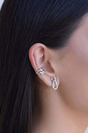 Brinco Laço Liso 1.8 cm Ródio Branco