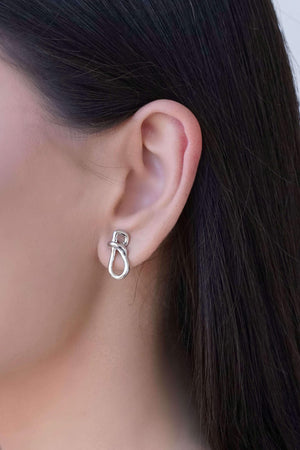 Brinco Laço Liso 1.8 cm Ródio Branco