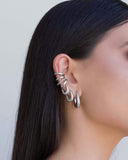 Brinco Argola Click Frisado 2.4 cm Ródio Branco