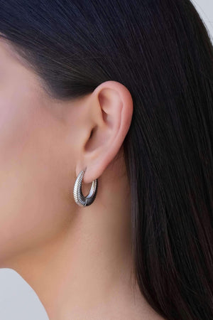 Brinco Argola Click Frisado 2.4 cm Ródio Branco