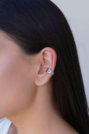 Piercing em X Detalhado Ródio Branco