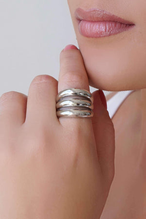 Anel Filetes Lisos Tamanho 23 Ródio Branco