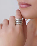 Anel Filetes Lisos Tamanho 27 Ródio Branco