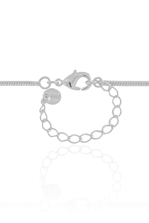 Gargantilha Longa Rabo de Rato Pingente Folha Ródio Branco - 65 cm