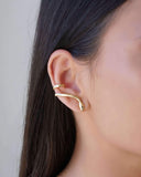 Ear Cuff Cobra Lisa Ponto de Luz Cristal 3.0 cm Banhado a Ouro 18K