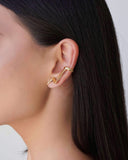 Ear Cuff Zig Zag Liso 3.2 cm Banhado a Ouro 18K