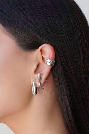 Ear Hook Gota Lisa 2.4 cm Ródio Branco