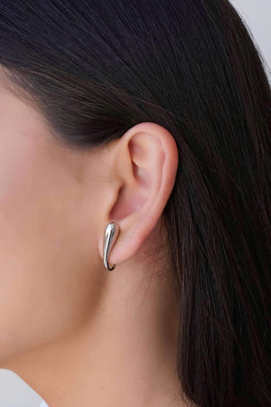 Ear Hook Gota Lisa 2.4 cm Ródio Branco