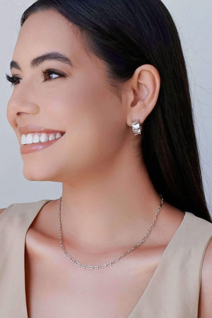 Brinco Argola Martelada 1.6 cm Ródio Branco