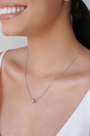 Gargantilha Veneziana Bola Lisa 8 mm Ródio Branco - 45 cm