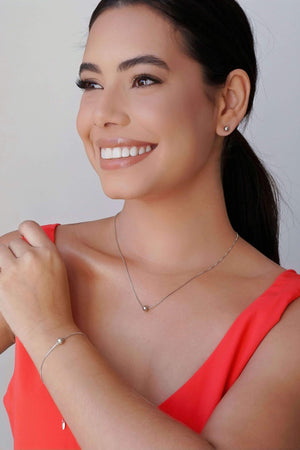 Gargantilha Veneziana Bola Lisa 6 mm Ródio Branco - 45 cm