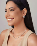 Brinco Bola Tela Cristais 1.6 cm Ródio Branco