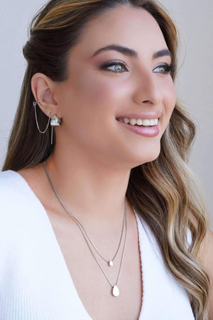 Brinco Argola Click Abaulada Lisa 1.5 cm Ródio Branco