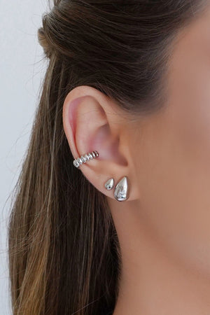 Brinco Gota Lisa 6 mm Ródio Branco