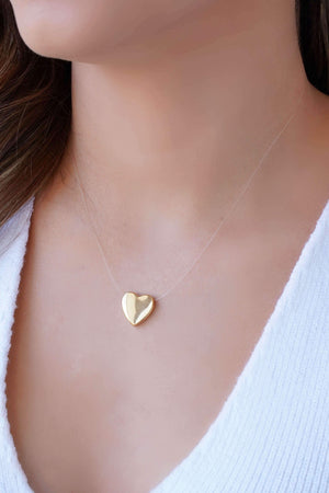 Gargantilha Nylon Coração Liso 1.5 cm Banhado a Ouro 18K - 40 cm