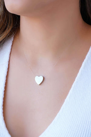 Gargantilha Nylon Coração Liso 1.5 cm Ródio Branco - 40 cm