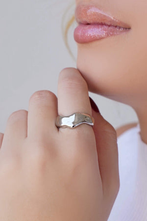 Anel Orgânico Liso Tamanho 14 Ródio Branco