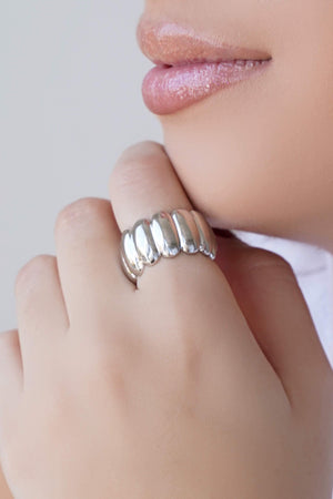 Anel Gomos Lisos Tamanho 13 Ródio Branco